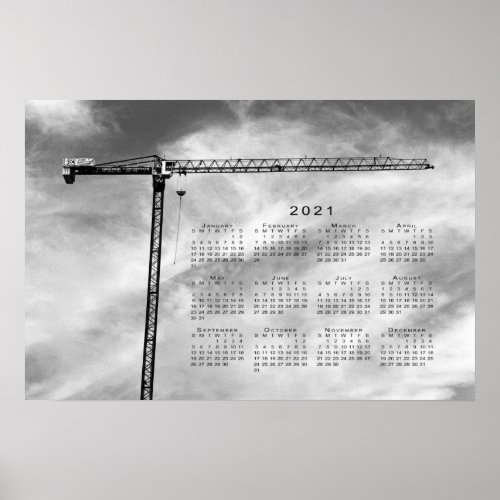 Construction Crane 2021 Calendar Poster