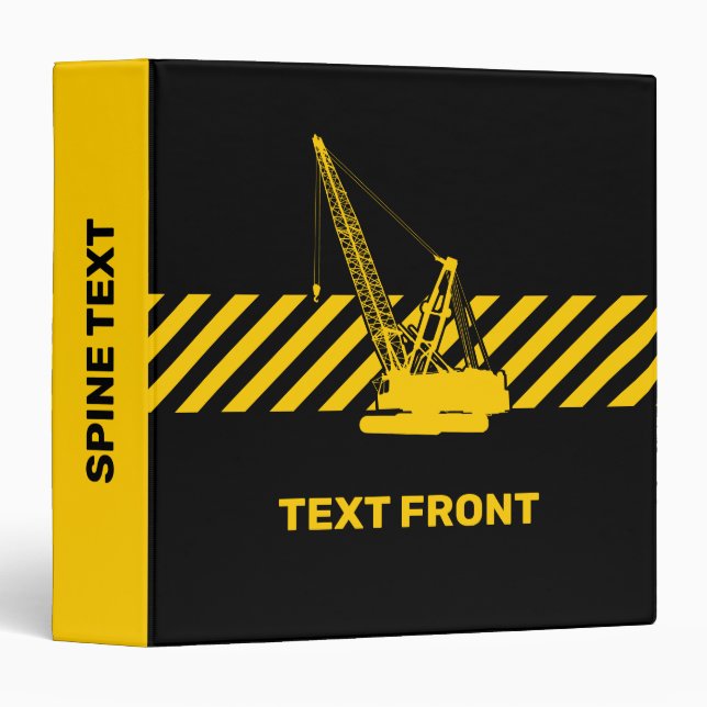 Construction Crane 3 Ring Binder (Front/Spine)