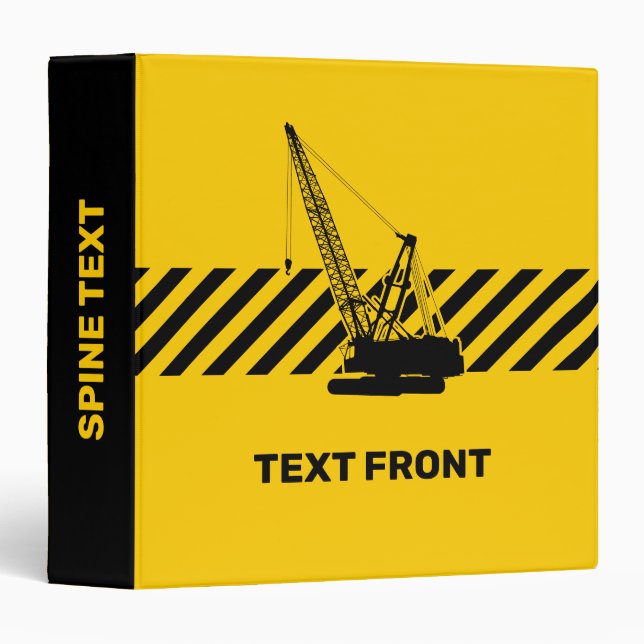 Construction Crane 3 Ring Binder (Front/Spine)