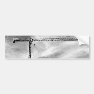 Construction Crane and Sky Black and White Photo Bumper Sticker