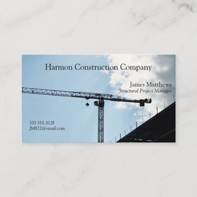 Construction crane and sky business card (Front)