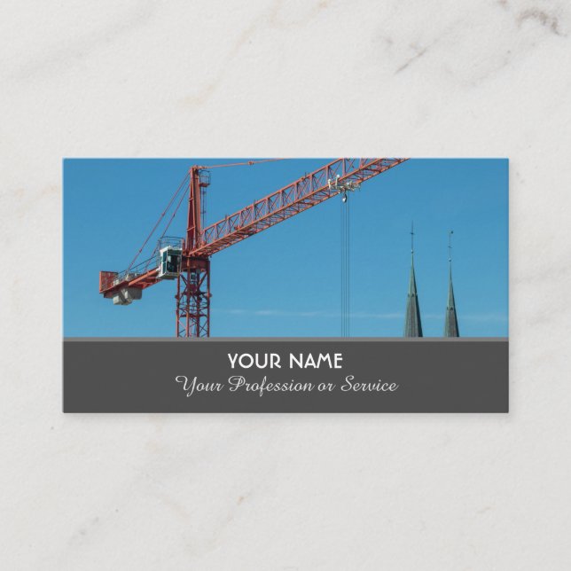 Construction crane and tower crane specialist busi business card (Front)