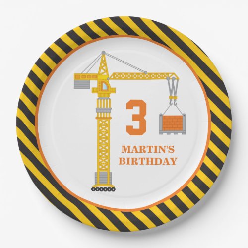 Construction Crane Birthday Party Paper Plate