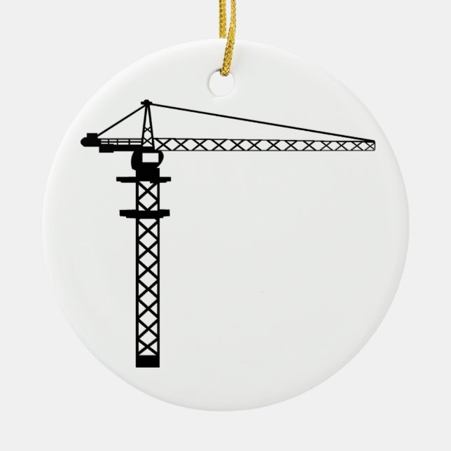 Construction Crane Ceramic Ornament (Front)