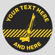 Construction Crane Classic Round Sticker