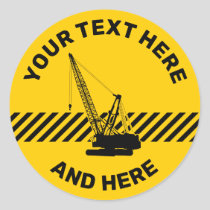 Construction Crane Classic Round Sticker