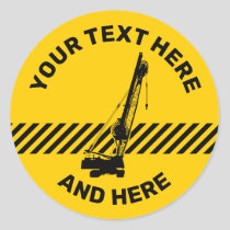 Construction Crane Classic Round Sticker