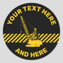 Construction Crane Classic Round Sticker