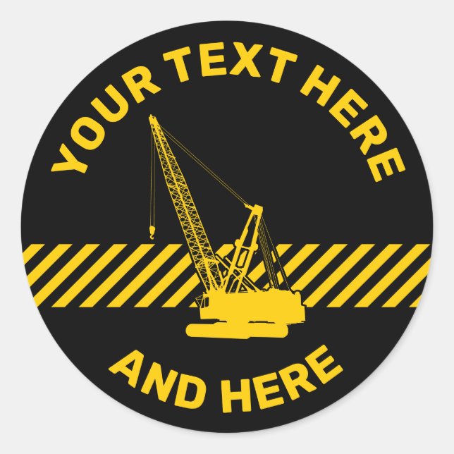 Construction Crane Classic Round Sticker (Front)