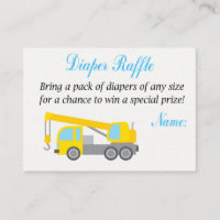 Construction crane Diaper Raffle Tickets