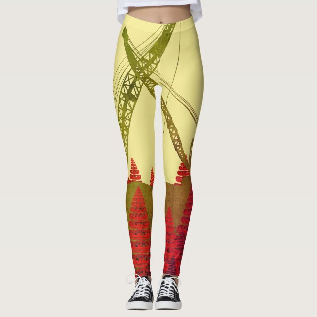 Construction crane Fantasy Art Crawler Crane Leggings (Front)