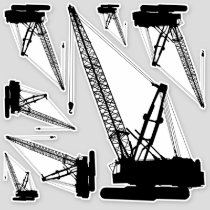 Construction Crane Icon Sticker Set
