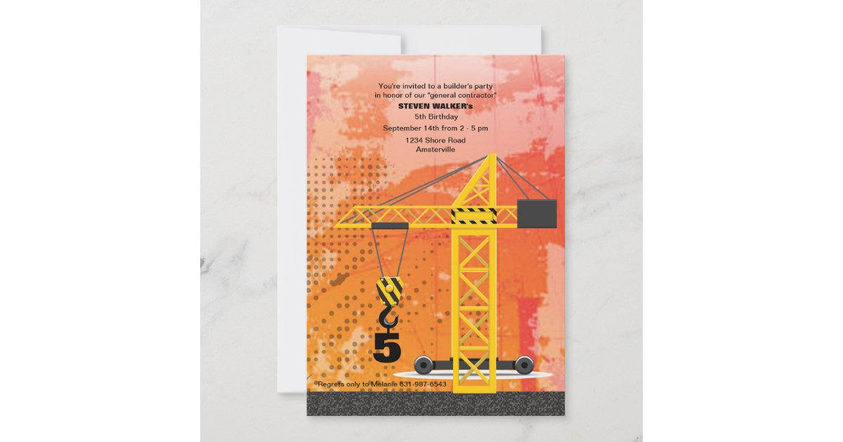 Construction Crane Invitation | Zazzle