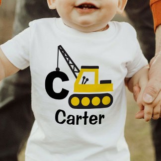 Construction Crane Kid Boy Personalized T-Shirt