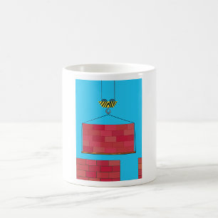 Construction Crane Lifting Brick Wall  Coffee Mug