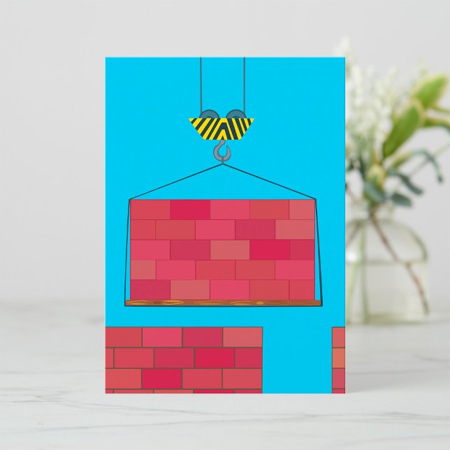 Construction Crane Lifting Brick Wall  Invitation (Creator Uploaded)