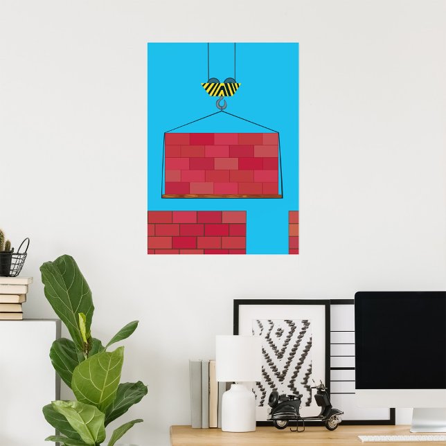 Construction Crane Lifting Brick Wall  Poster (Creator Uploaded)