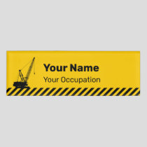Construction Crane Name Tag