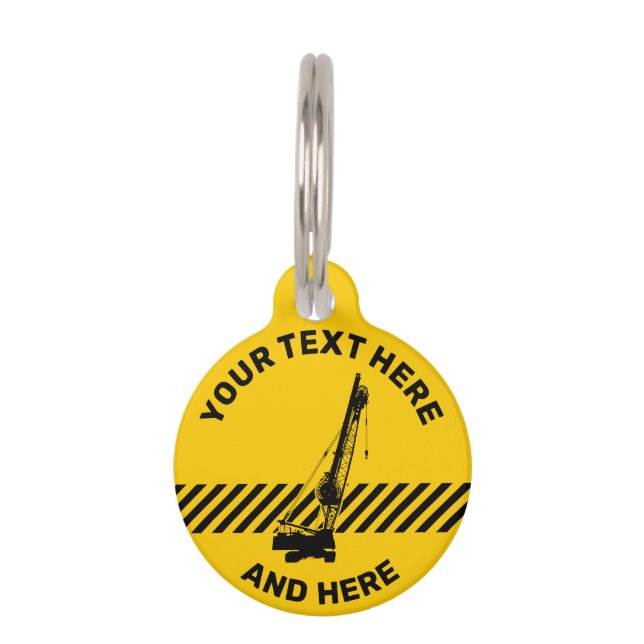 Construction Crane Pet ID Tag (Front)