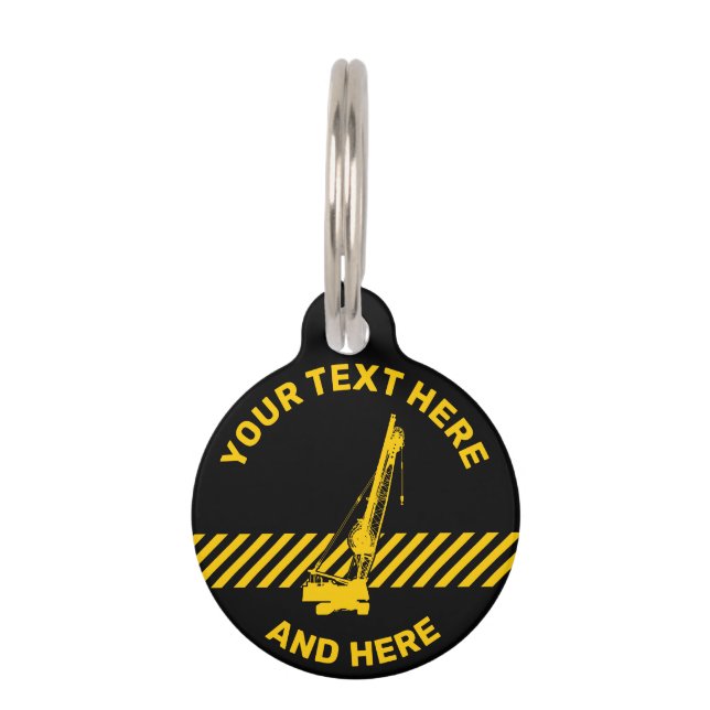 Construction Crane Pet ID Tag (Front)