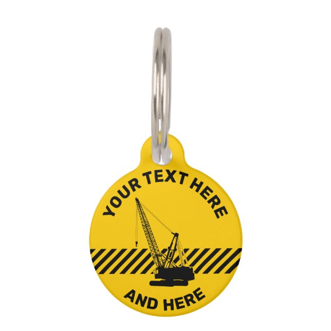 Construction Crane Pet ID Tag (Front)