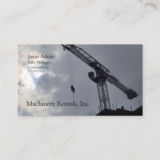 Construction crane silhouette business card (Front)