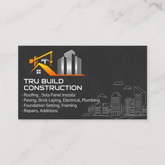 Construction Crane Site | Residential Commercial Business Card (Front)