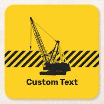 Construction Crane Square Paper Coaster