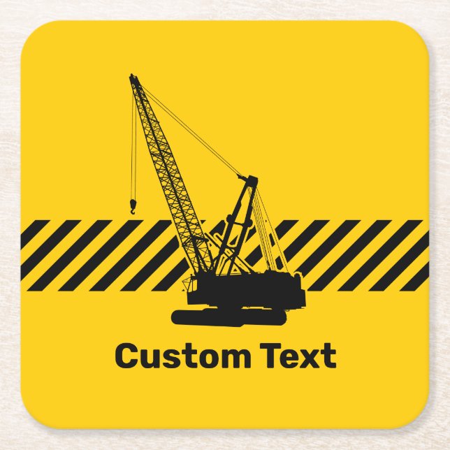 Construction Crane Square Paper Coaster (Front)