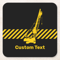 Construction Crane Square Paper Coaster