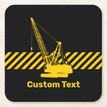 Construction Crane Square Paper Coaster