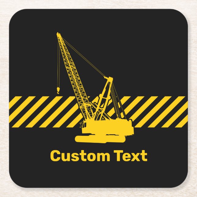 Construction Crane Square Paper Coaster (Front)