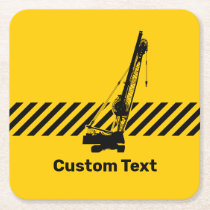 Construction Crane Square Paper Coaster