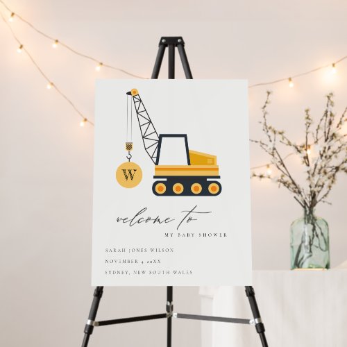 Construction Crane Vehicle Baby Shower Welcome