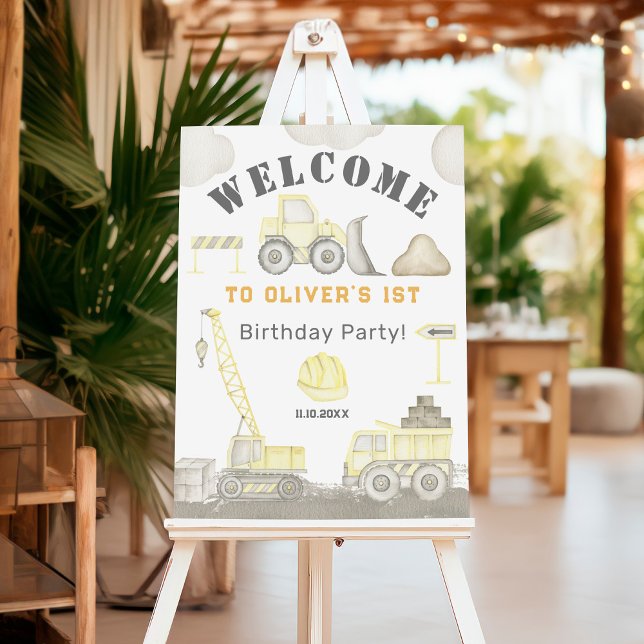 Construction Crane Vehicle Boy Birthday Welcome Foam Board (Creator Uploaded)