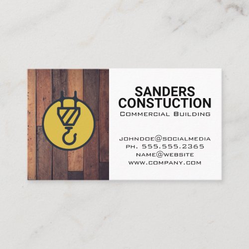 Construction Crane  Wooden Boards Business Card