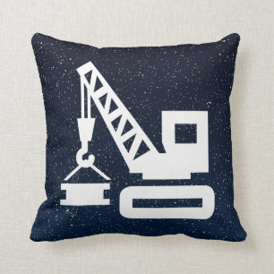 Construction Cranes Minimal Throw Pillow