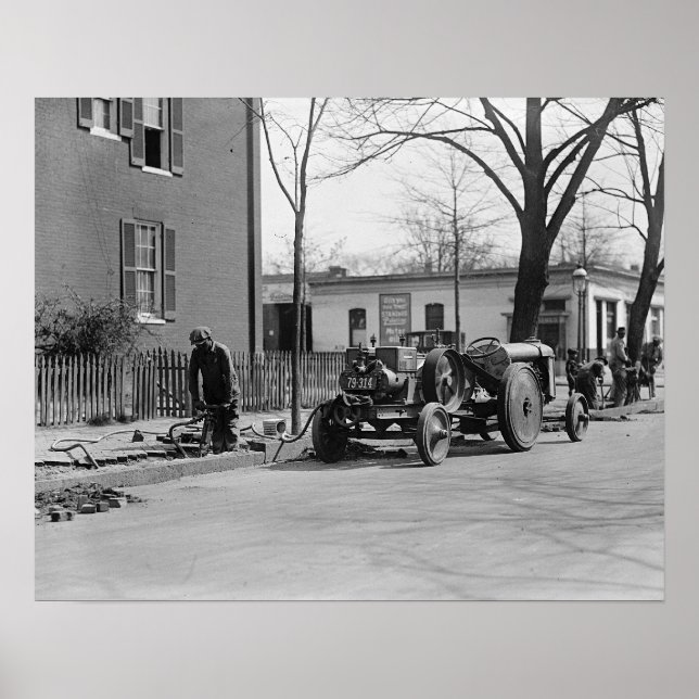Construction Crew, 1925. Vintage Photo Poster (Front)