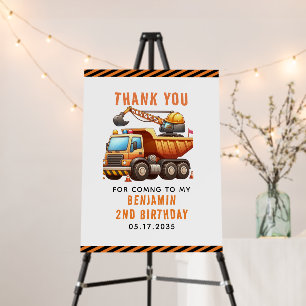 Construction Crew Dump Truck 2nd Birthday Foam Board