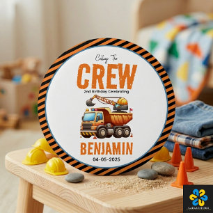 Construction Crew Dump Truck Boy 2nd Birthday Button
