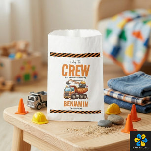 Construction Crew Dump Truck Boy 2nd Birthday Favor Bag
