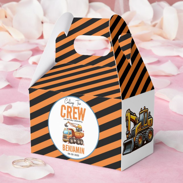 Construction Crew Dump Truck Boy 2nd Birthday Favor Boxes (Wedding)
