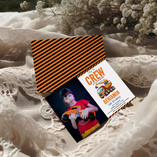 Construction Crew Dump Truck Boy 2nd Birthday Invitation