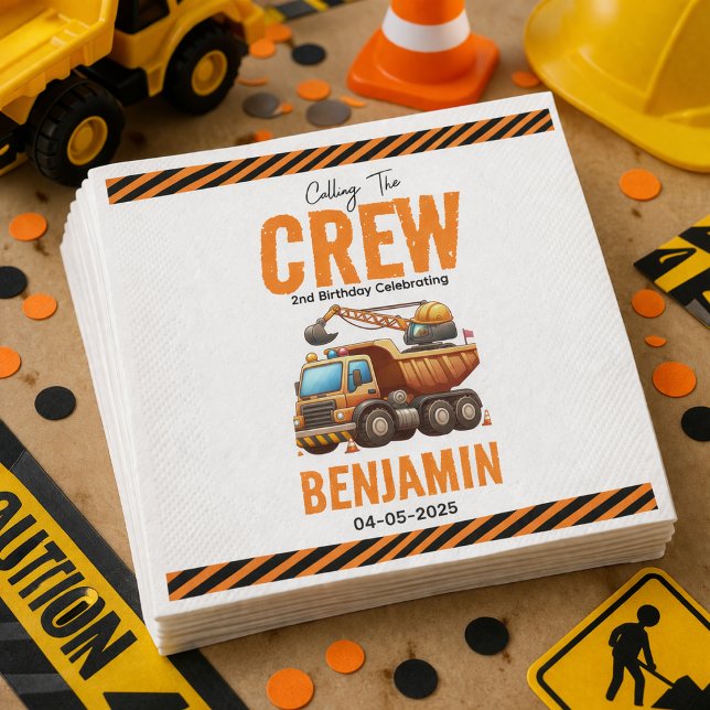 Construction Crew Dump Truck Boy 2nd Birthday Napkins (Construction Crew Dump Truck Boy 2nd Birthday Napkins
)