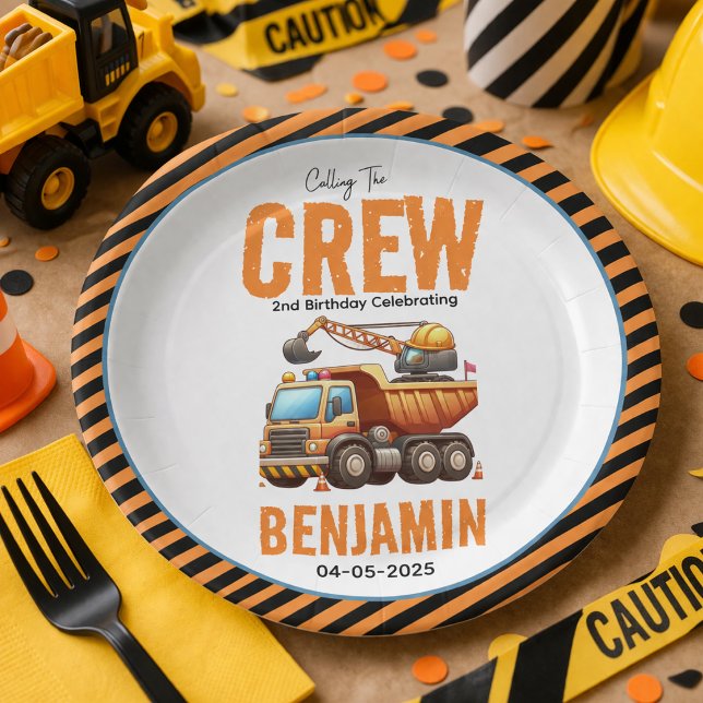 Construction Crew Dump Truck Boy 2nd Birthday Paper Plates (Construction Crew Dump Truck Boy 2nd Birthday paper plate
)