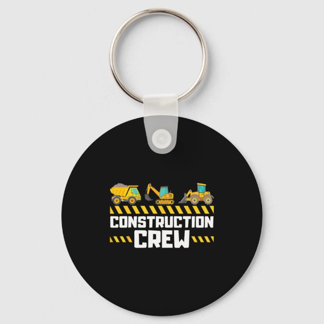 Construction Crew Worker Excavator Boys Girls Kids Keychain (Front)