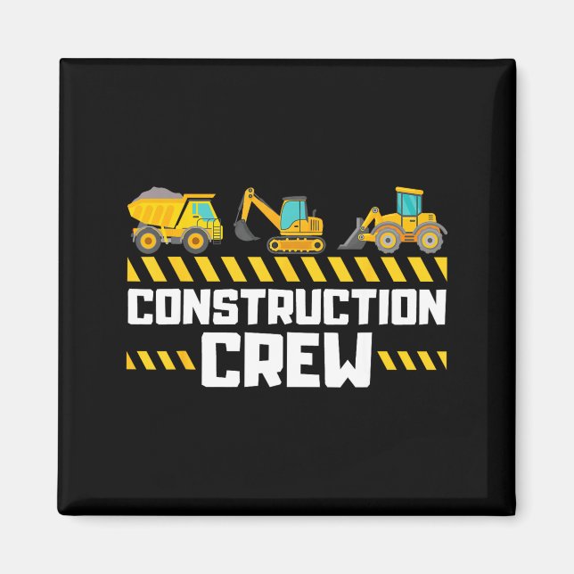 Construction Crew Worker Excavator Boys Girls Kids Magnet (Front)