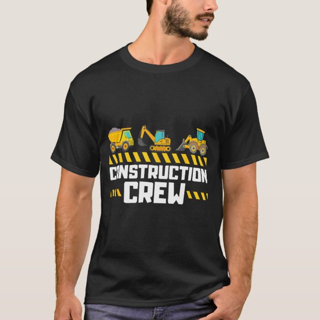 Construction Crew Worker Excavator Boys Girls Kids T-Shirt (Front)