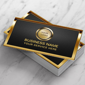 Construction Custom Gold Logo Professional Metal Business Card by cardfactory at Zazzle