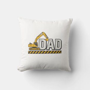 Construction Dad Excavator Vintage Shirt Design_1 Throw Pillow